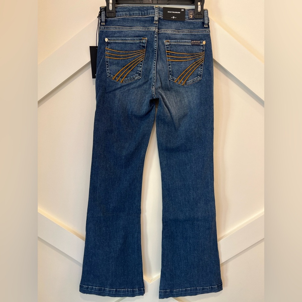 7 For All Mankind Tailorless Dojo Jeans Women’s Flare Leg Trousers NWT Size 25 - Picture 7 of 11
